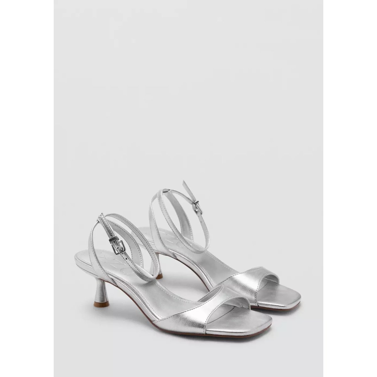 Sandales talon métallisées argent, MANGO TEEN