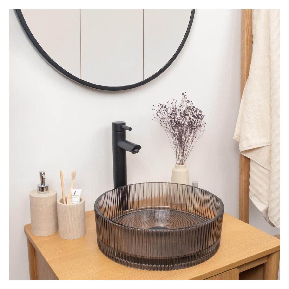 Robinet salle de bain mitigeur bec haut GRIFO noir, MOB IN