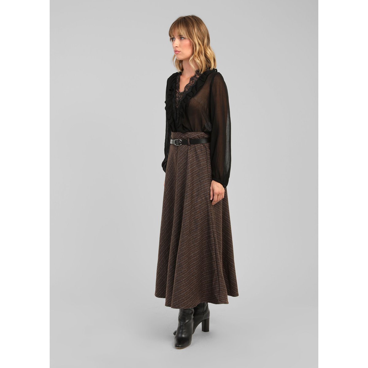 Jupe Midi JOSELINA marron, AN'GE