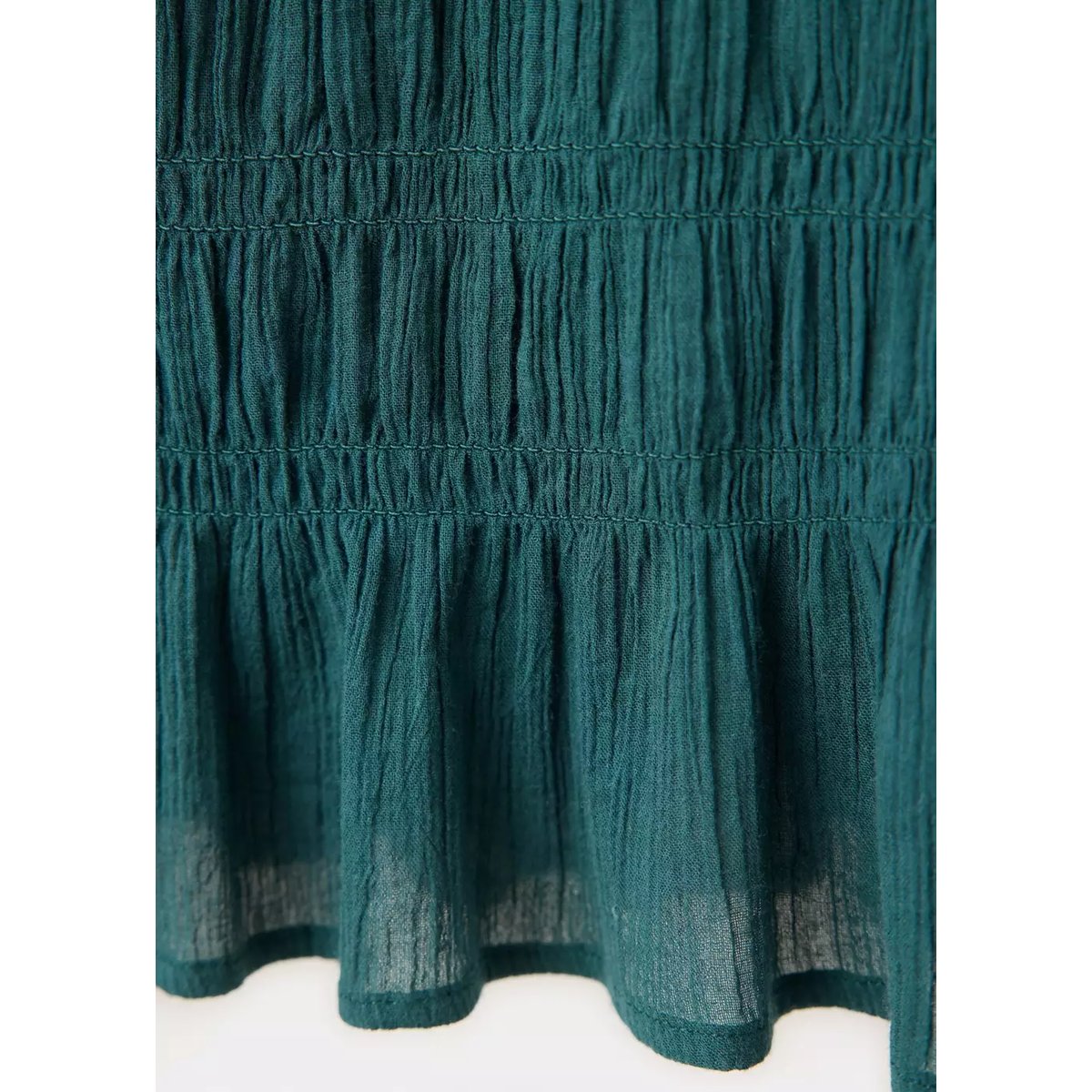 Blouse froncée à texture bleu pétrole, MANGO TEEN