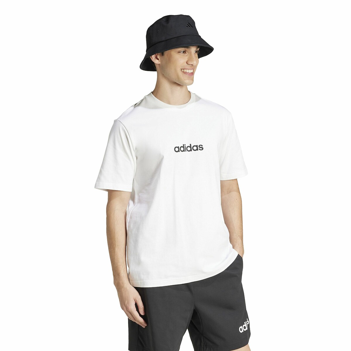 T-shirt a maniche corte con logo Essentiel Linear bianco, ADIDAS SPORTSWEAR