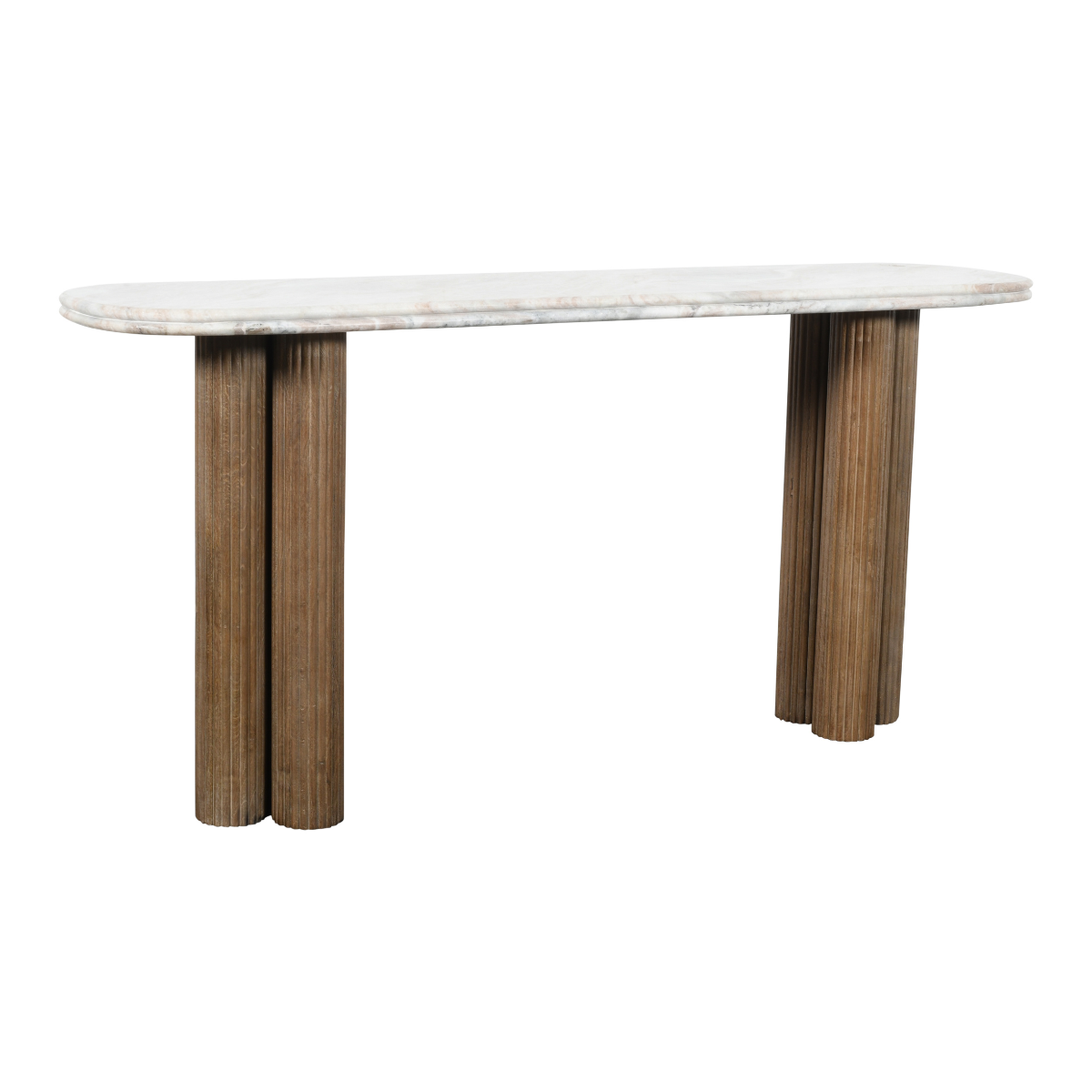 Console en bois massif et marbre BUREN bleu, SIGNATURE