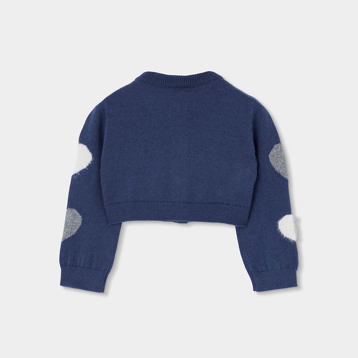 Gilet fille en maille avec coeurs bleu, BOBOLI