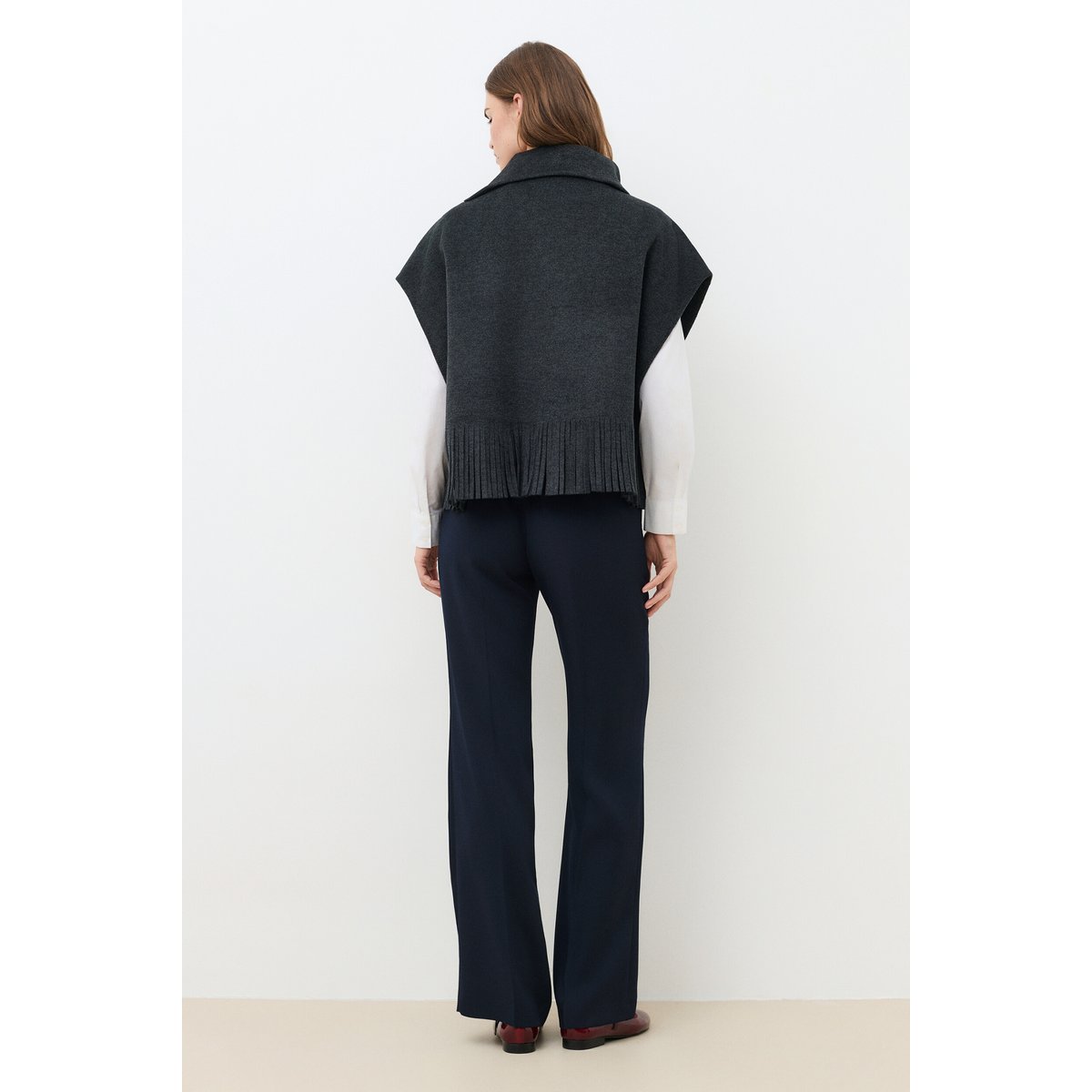 Poncho court col asymétrique HOFRANY gris, CAROLL