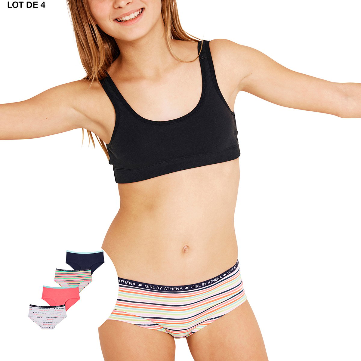 Culottes, lot de 4, MODE bleu-rose-blanc, ATHENA