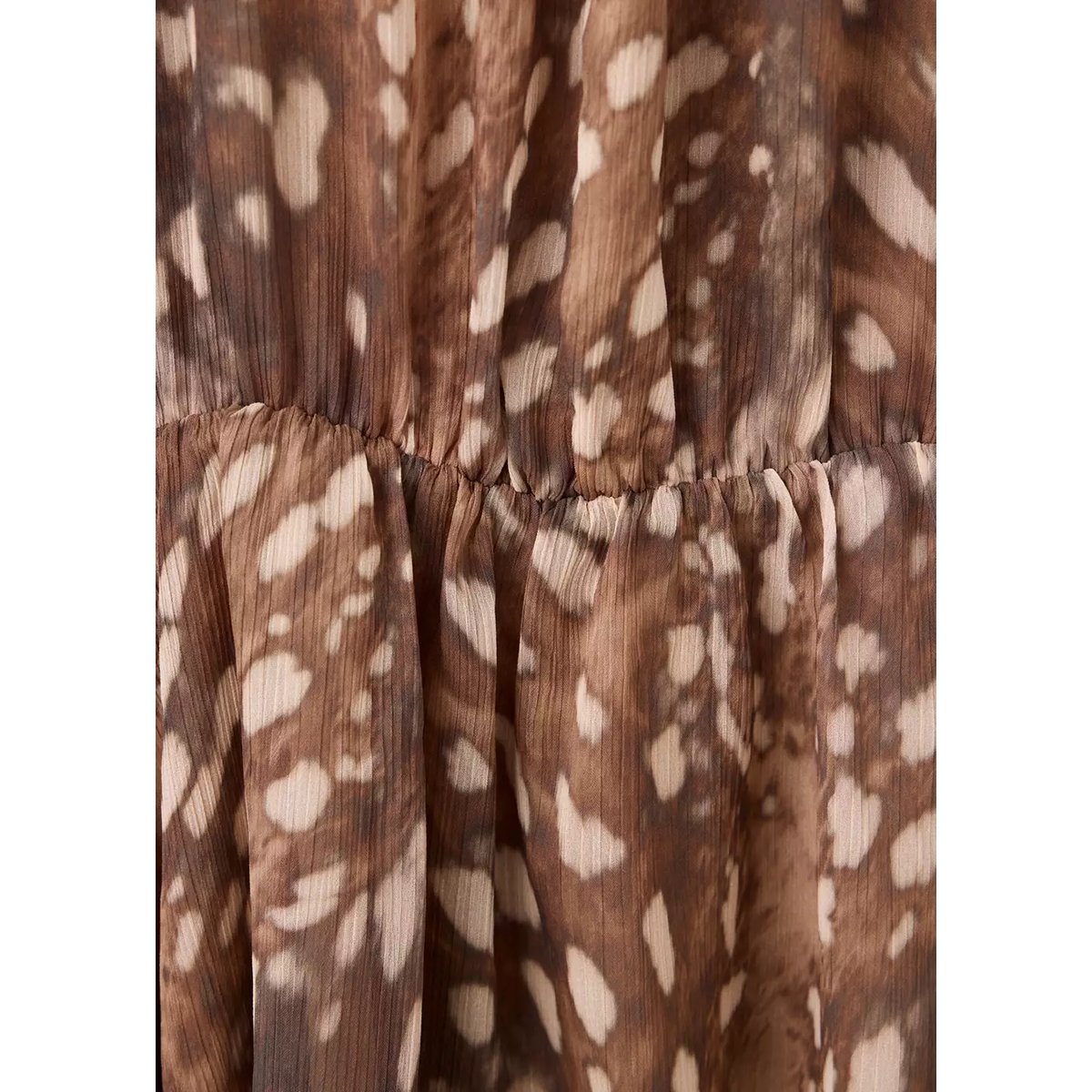Robe imprimée col montant marron, MANGO
