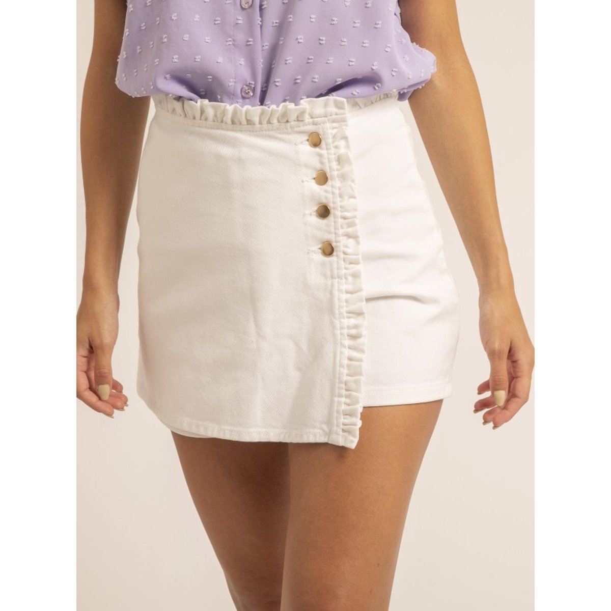 Jupe Short En Jean Xadelia blanc, DONA LISA
