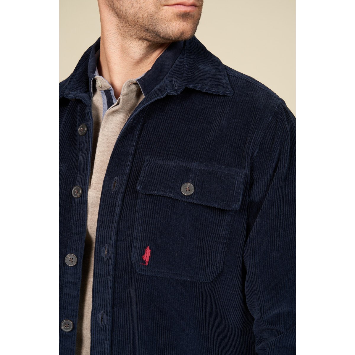 Surchemise velours avec poches bleu marine, MCS