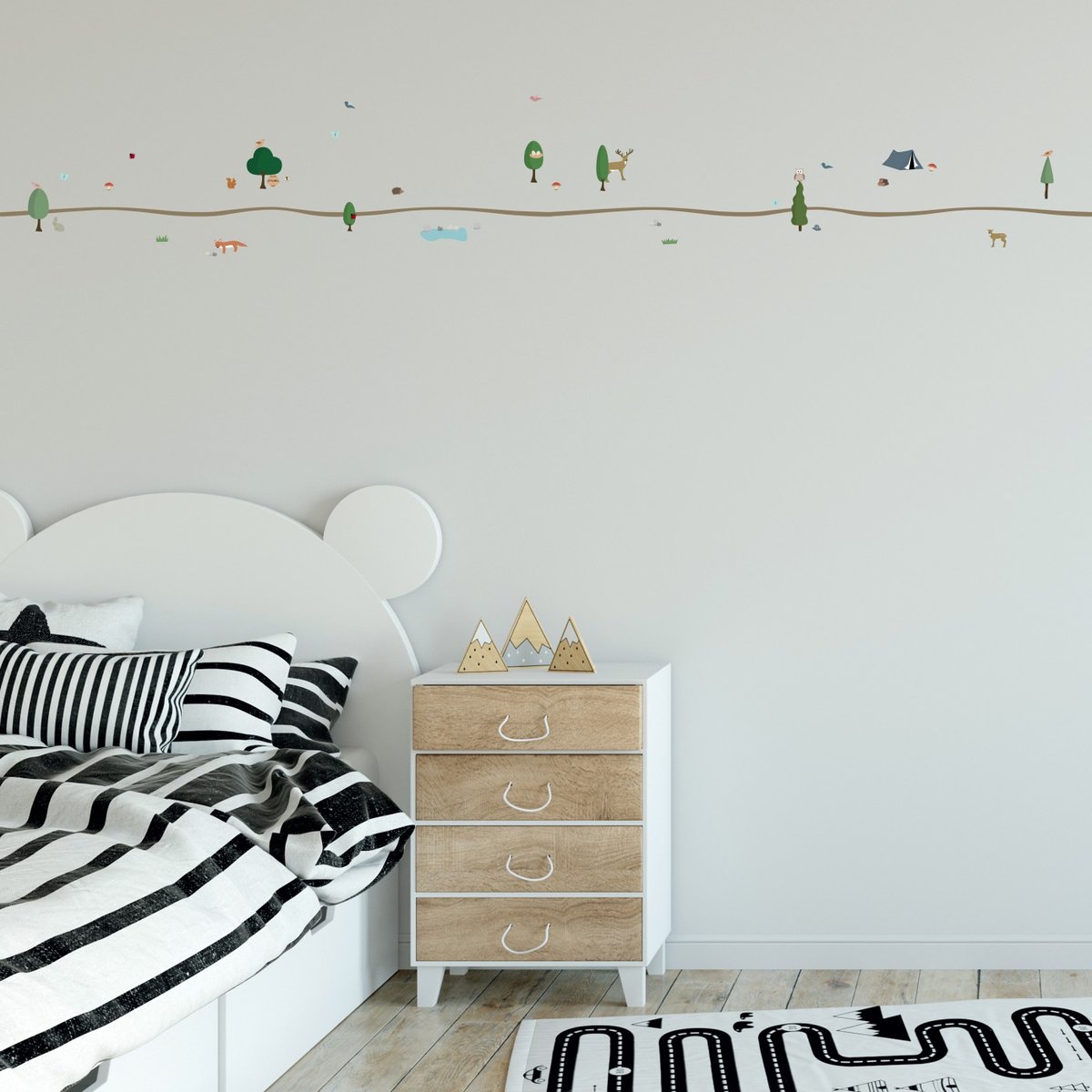 Sticker Mural Frise Balade en Foret 2m multicolore, ARCHIV