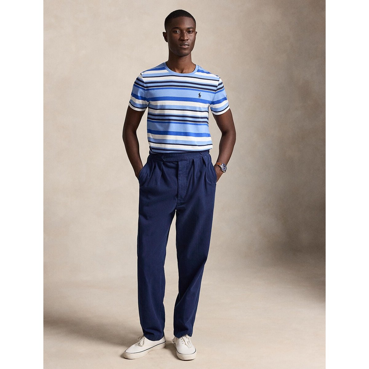 T-shirt manches courtes, CUSTOM FIT rayé bleu, POLO RALPH LAUREN