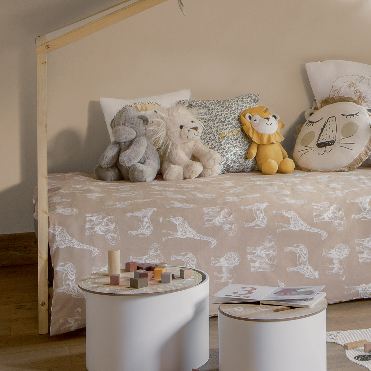 Parure de lit enfant SAVANE rose, ATMOSPHERA FOR KIDS