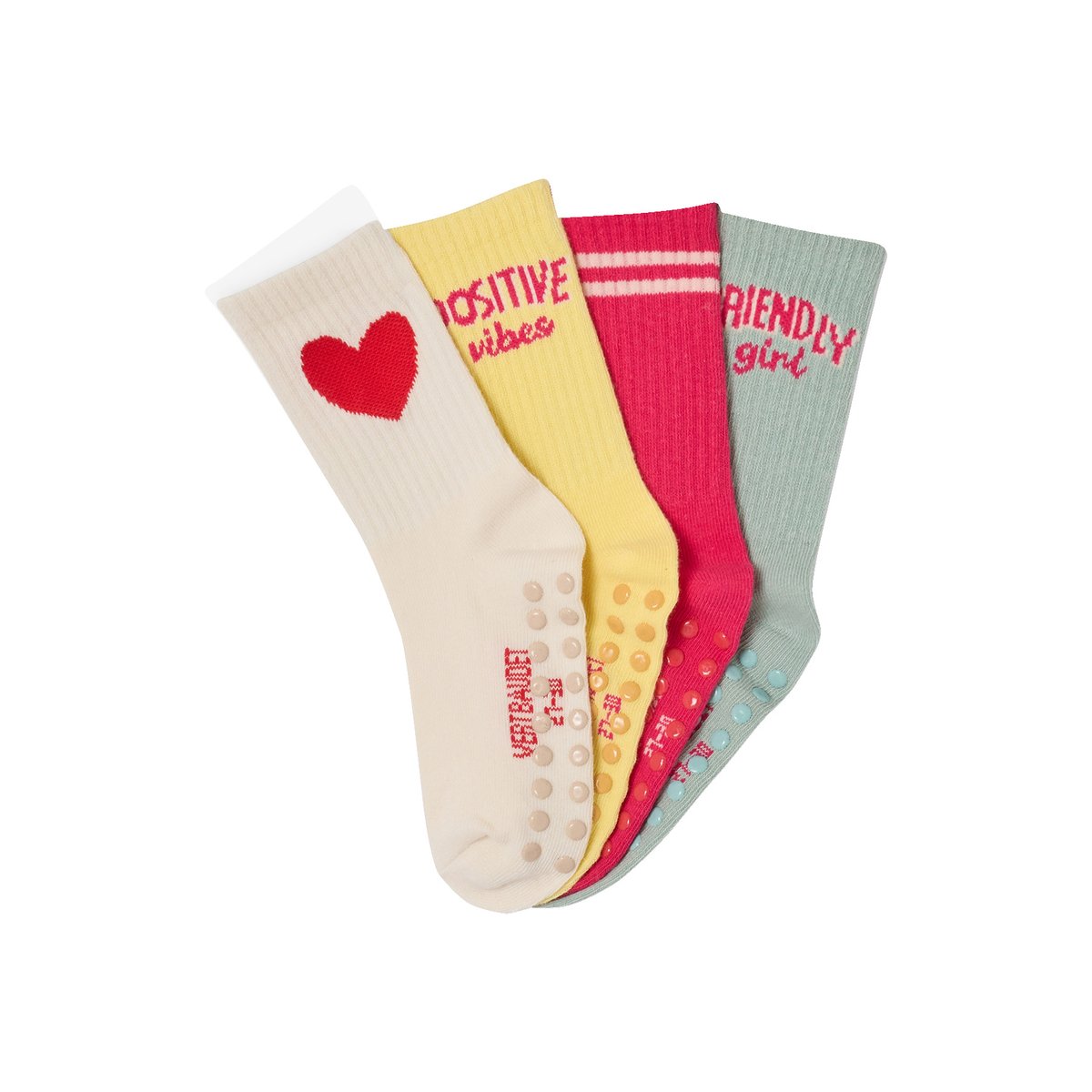 Lot 4 chaussettes antidérapantes rose, VERTBAUDET