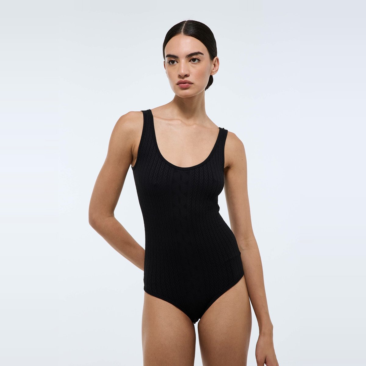 Body MEGHAN sans coutures motif jacquard noir, MONOPRIX