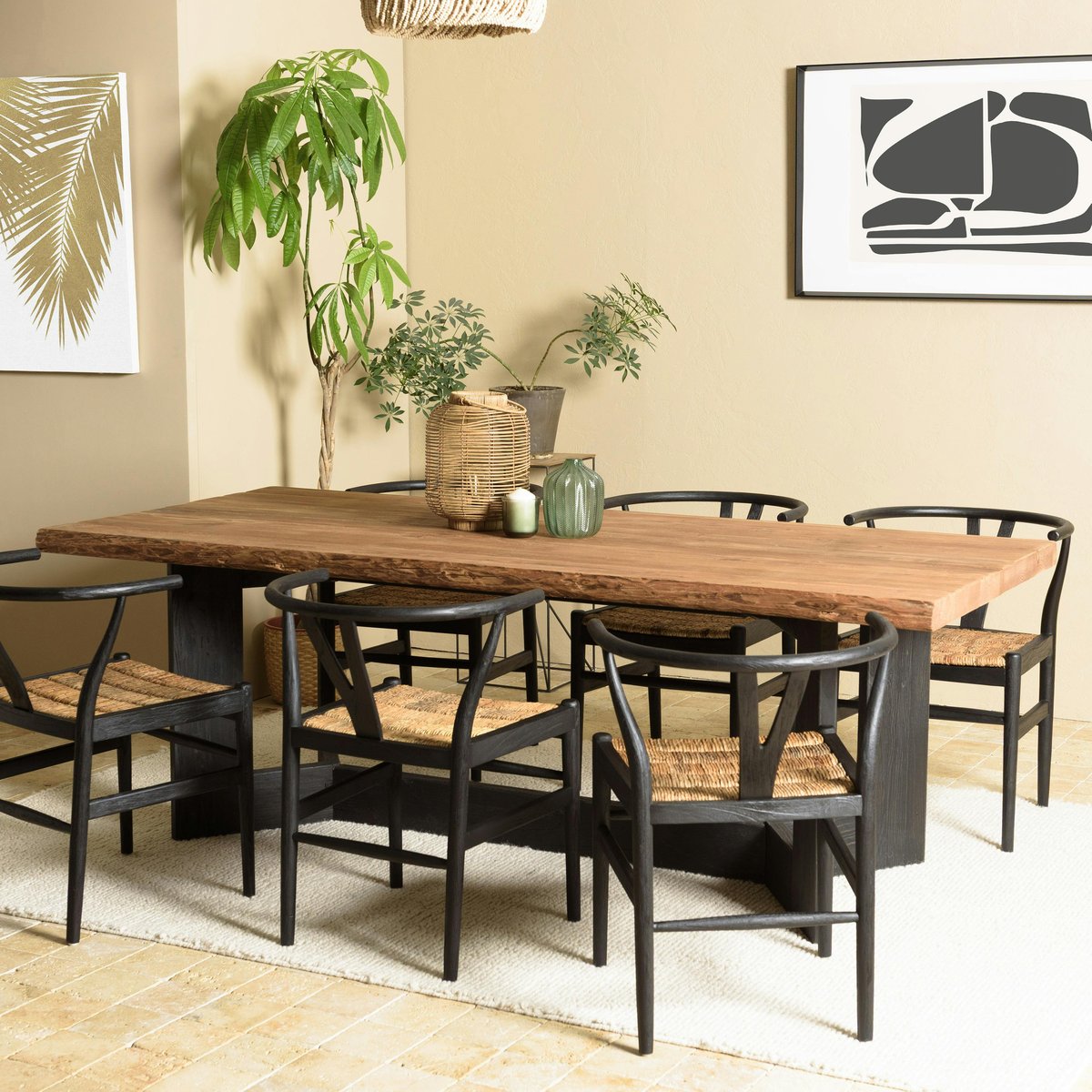 Table de repas bois recyclé pin 220 cm CRACOVIE bois naturel, PIER IMPORT