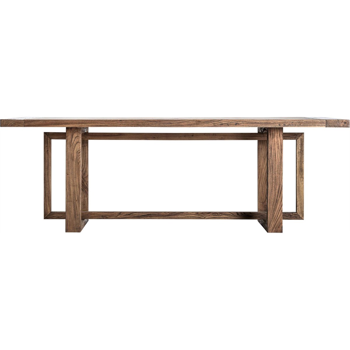 Table de salle à manger en bois et marbre marron bois d'orme marbré, RECOLLECTION