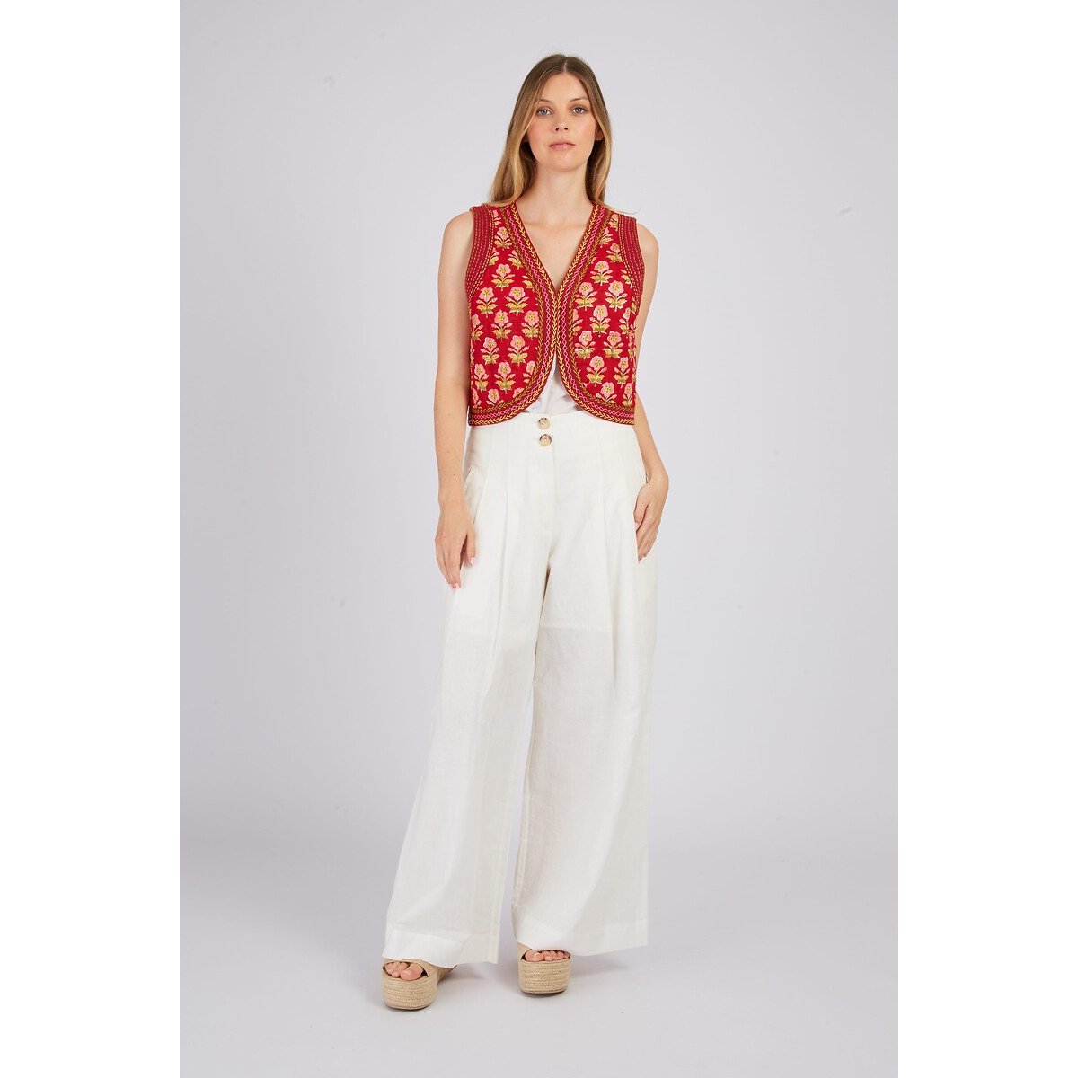 JOAKIM Print Sleeveless Jacket burgundy, DERHY