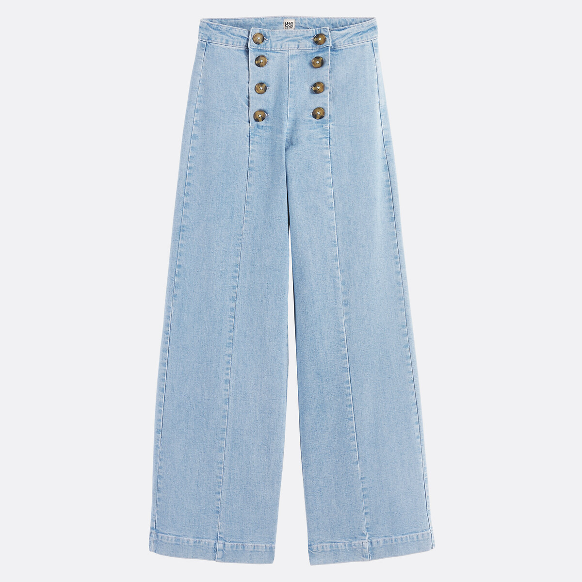 Wide Leg Sailor Jeans with High Waist double stonewashed blue, LA REDOUTE COLLECTIONS