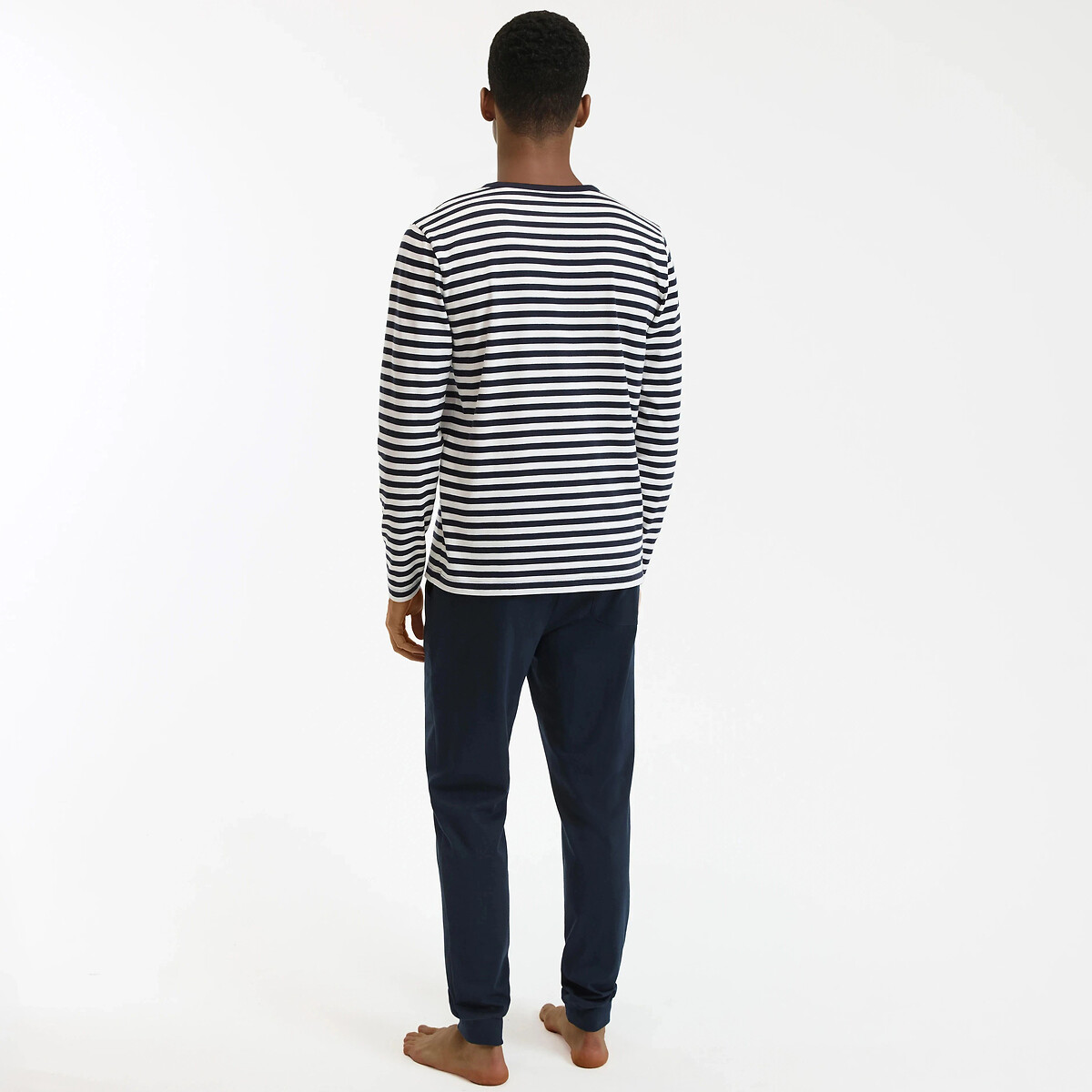 Striped Top Jersey Pyjamas navy blue, LA REDOUTE COLLECTIONS