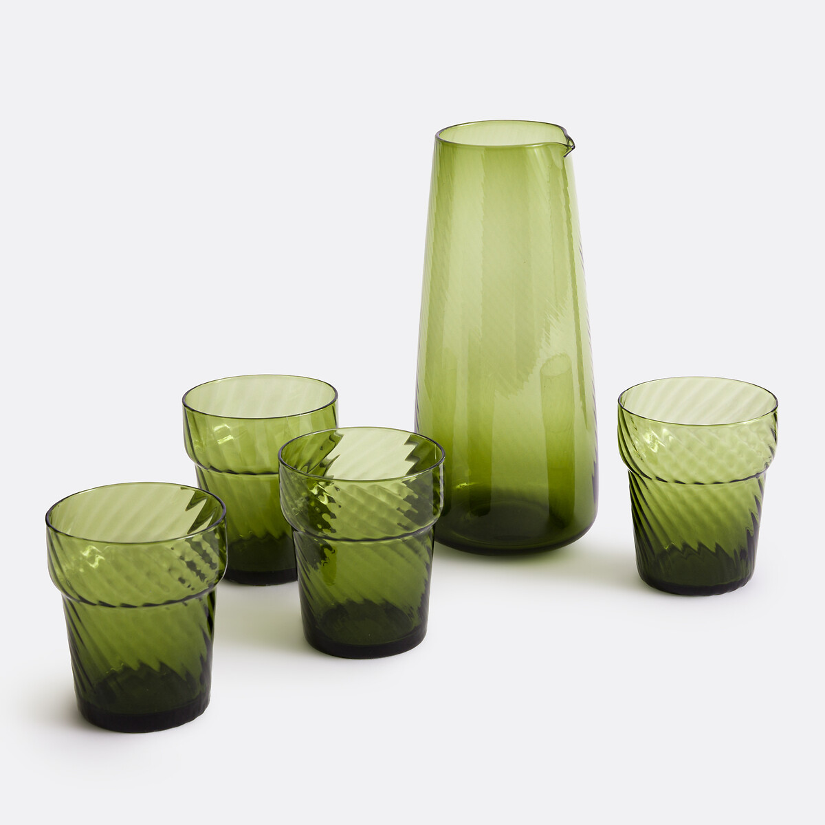 Carafe en verre coloré torsadé, Jill vert, LA REDOUTE INTERIEURS