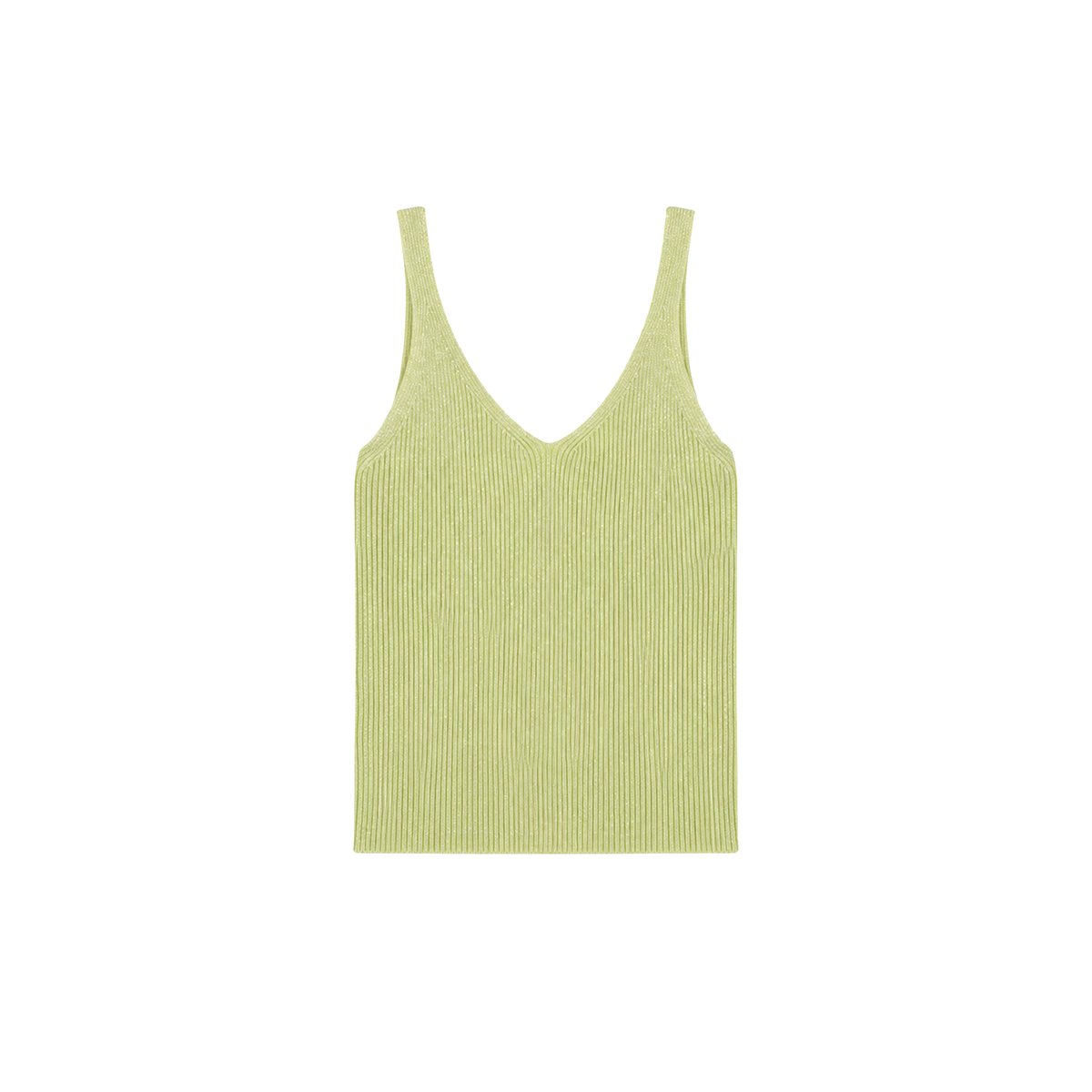 Pull sans manches tricot côtelé vert clair, IKKS