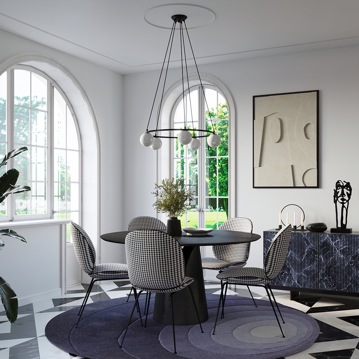Lustre Acier Noir G9 3 Yoli noir, EDEN