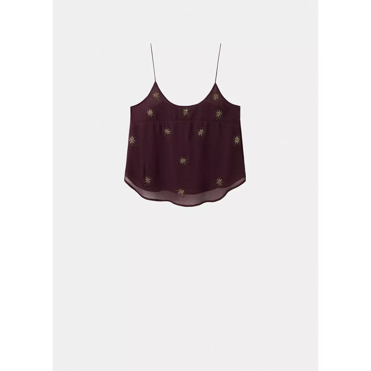 Top en mousseline brodé marron, MANGO TEEN