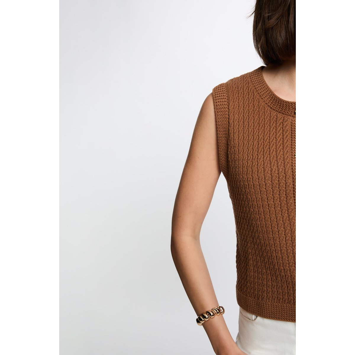 Pull sans manches camel, MORGAN