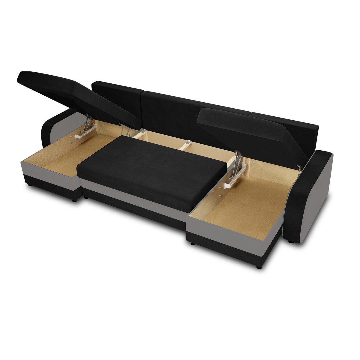 Canapé Panoramique Convertible 7 places - VALOS noir / gris, BEST MOBILIER