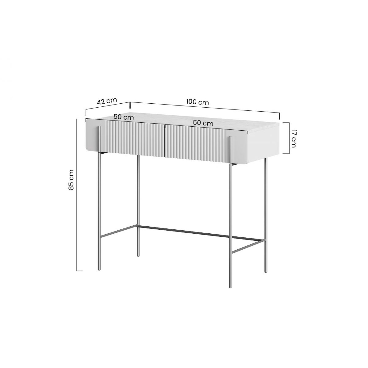 Console 100 cm panneaux de particules et MDF, MATHILDE beige, BOBOCHIC