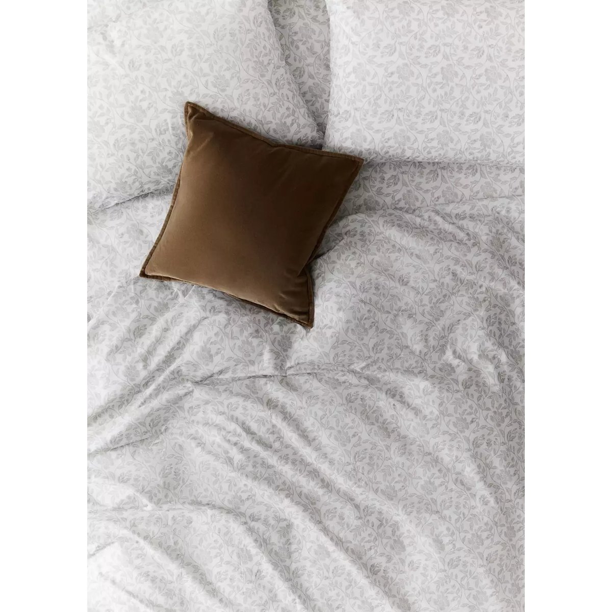 Housse de couette percale de coton imprimé fleuri lit 150/160 cm écru, MANGO HOME