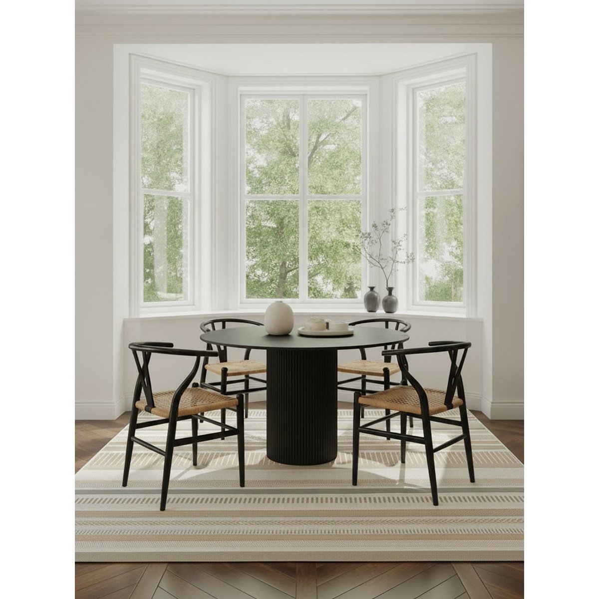 Tapis intérieur extérieur à rayures SOLEA vert naturel, AFK LIVING