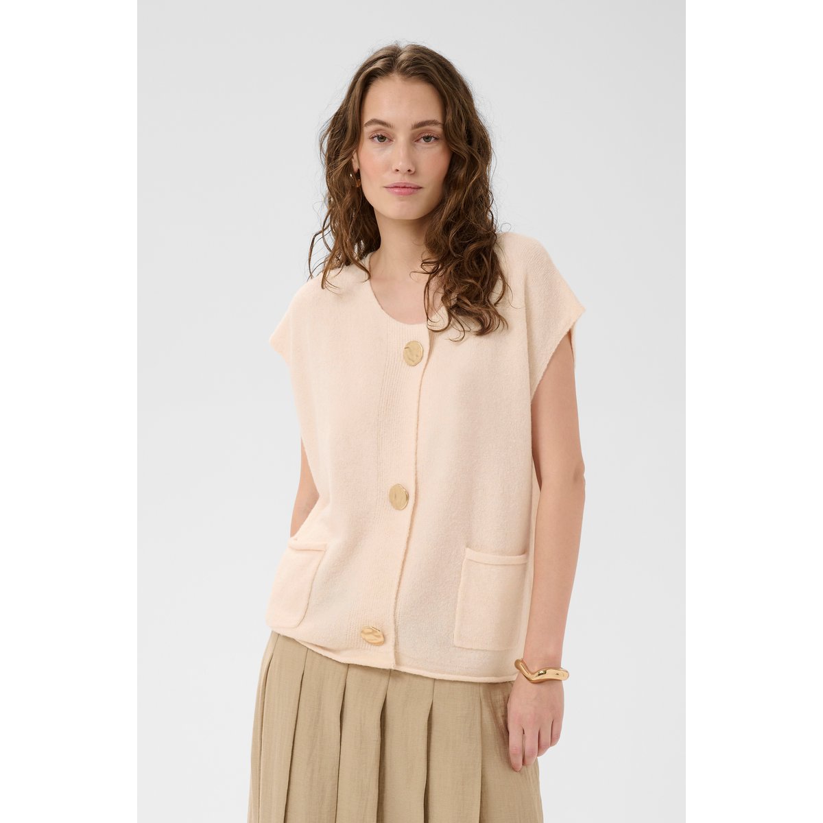 Pullover tricoté beige whitecap melange, CULTURE