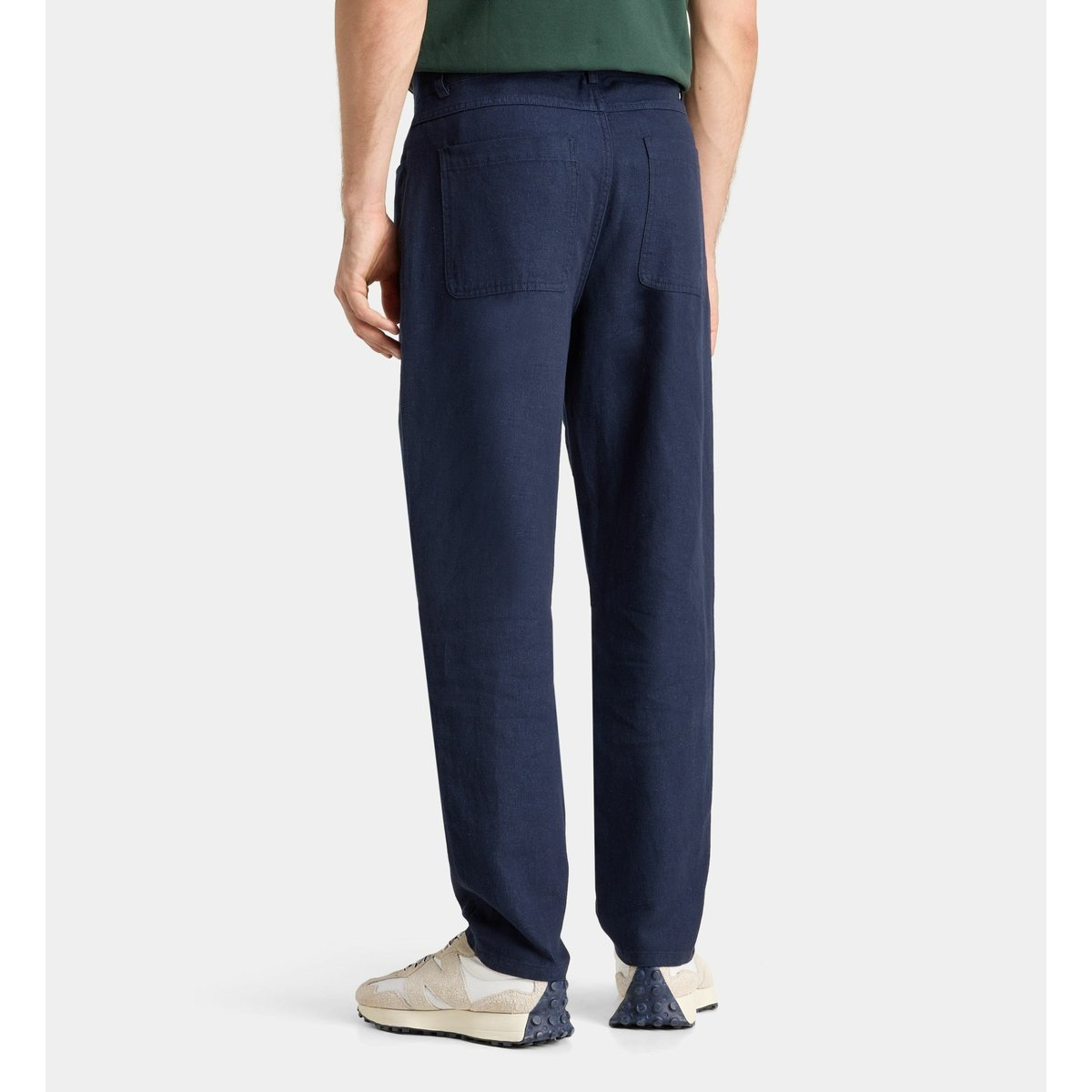 Pantalon rinpant droit en coton bleu gris, GALERIES LAFAYETTE