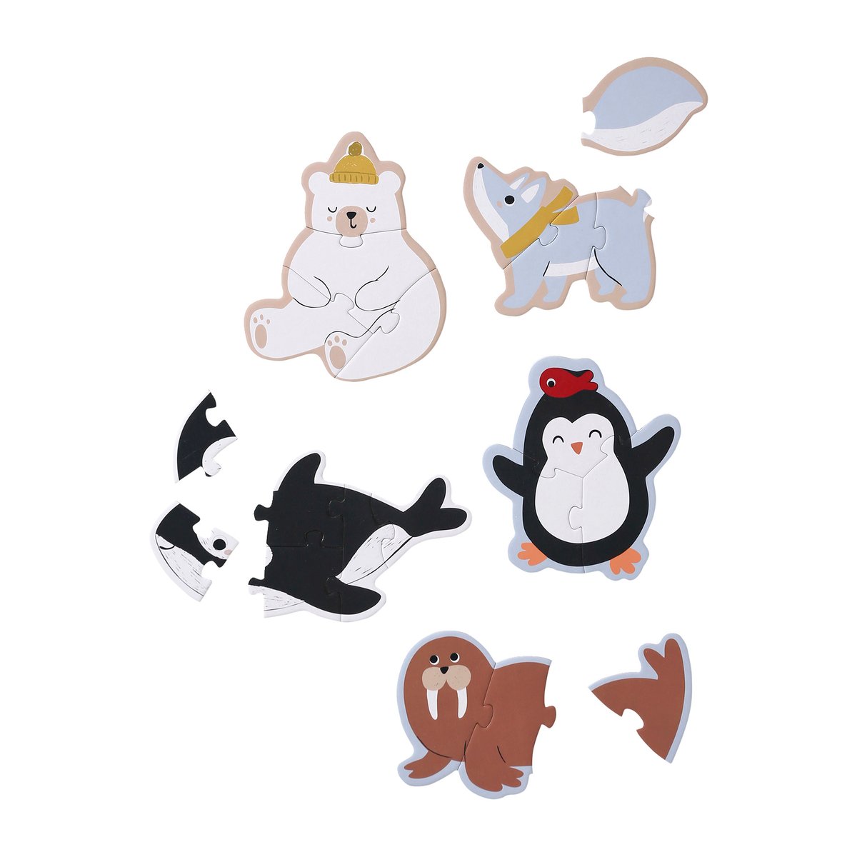 5 puzzles évolutifs 3 à 6 pièces en carton TANZANIE blanc, VERTBAUDET