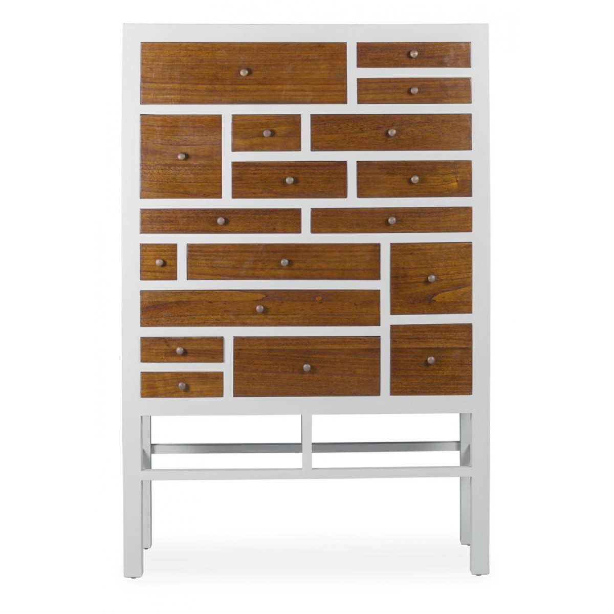 Commode 18 tiroirs bronze blanc, DECORATION D’AUTREFOIS