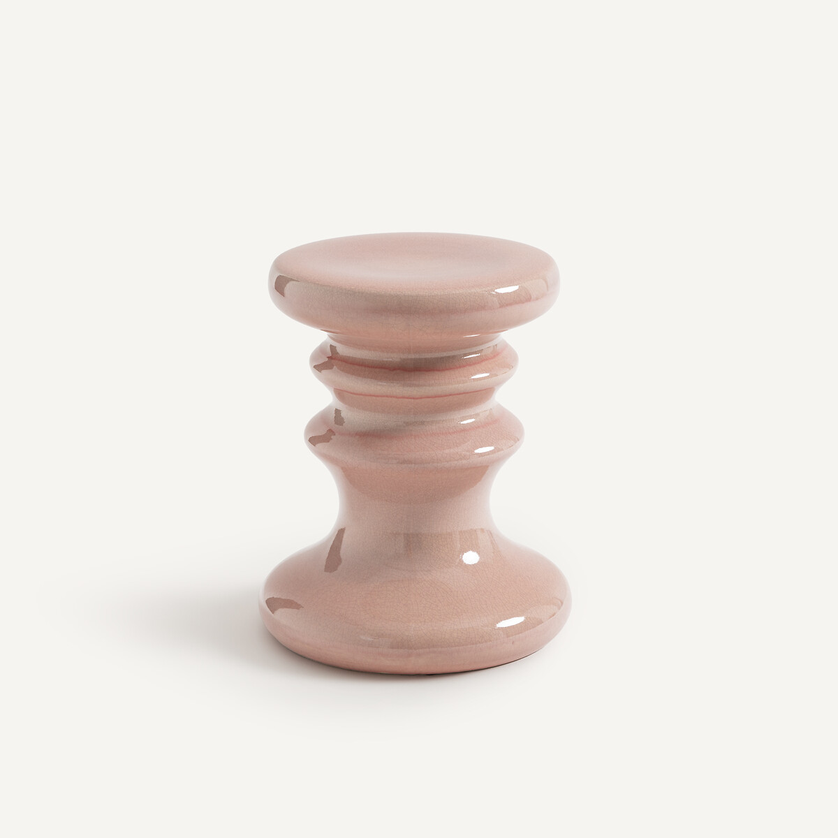 Bout de canapé céramique émaillée craquelée, Lulla rose veneto, AM.PM