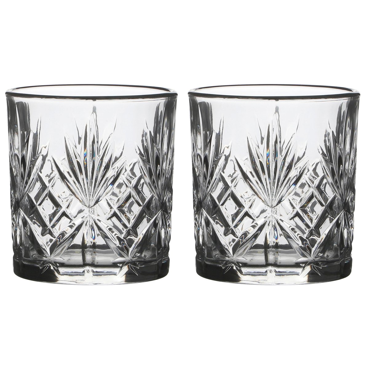 Set de 2 verres à whisky avec motifs embossés 34cl transparent, WADIGA