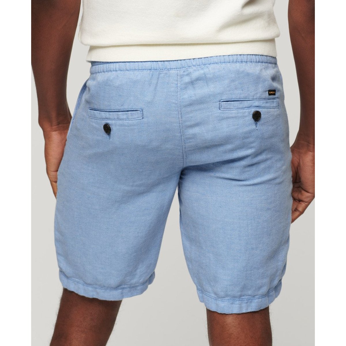 Short en lin avec cordon de serrage bleu/optic, SUPERDRY