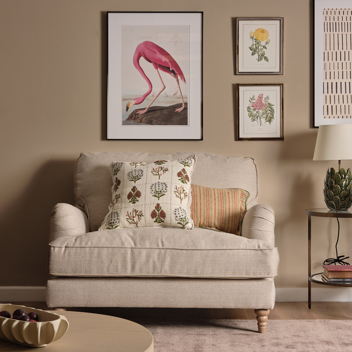 Emeline Tonal Basket Weave Snuggle Chair with Oak Legs ecru , ÉDITÉ