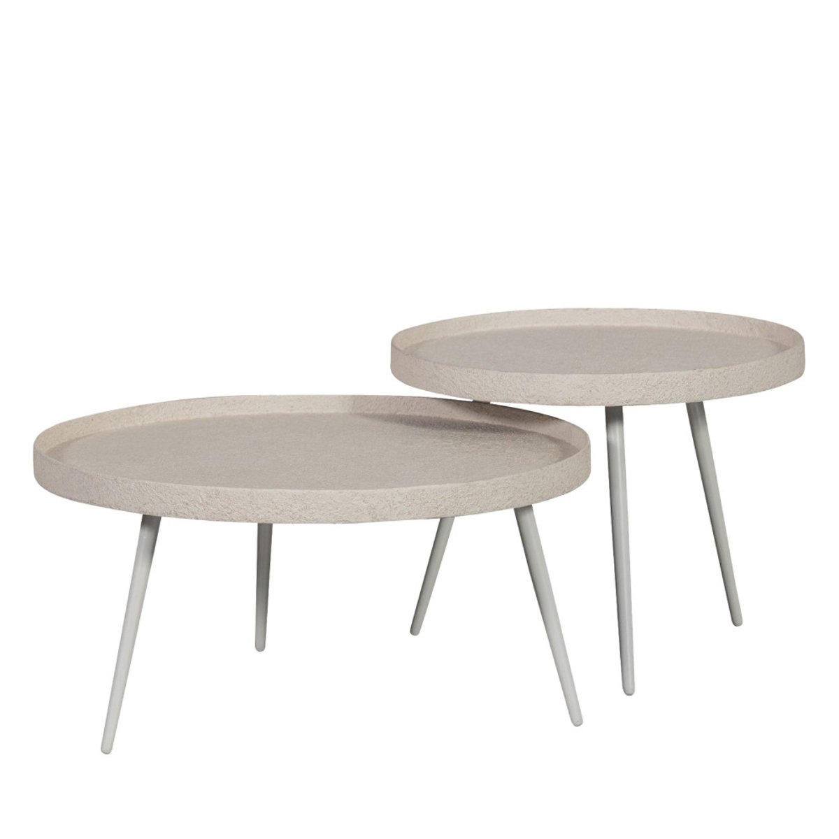 Table basse ronde en métal  76cm- BOUNDS beige, WOOOD