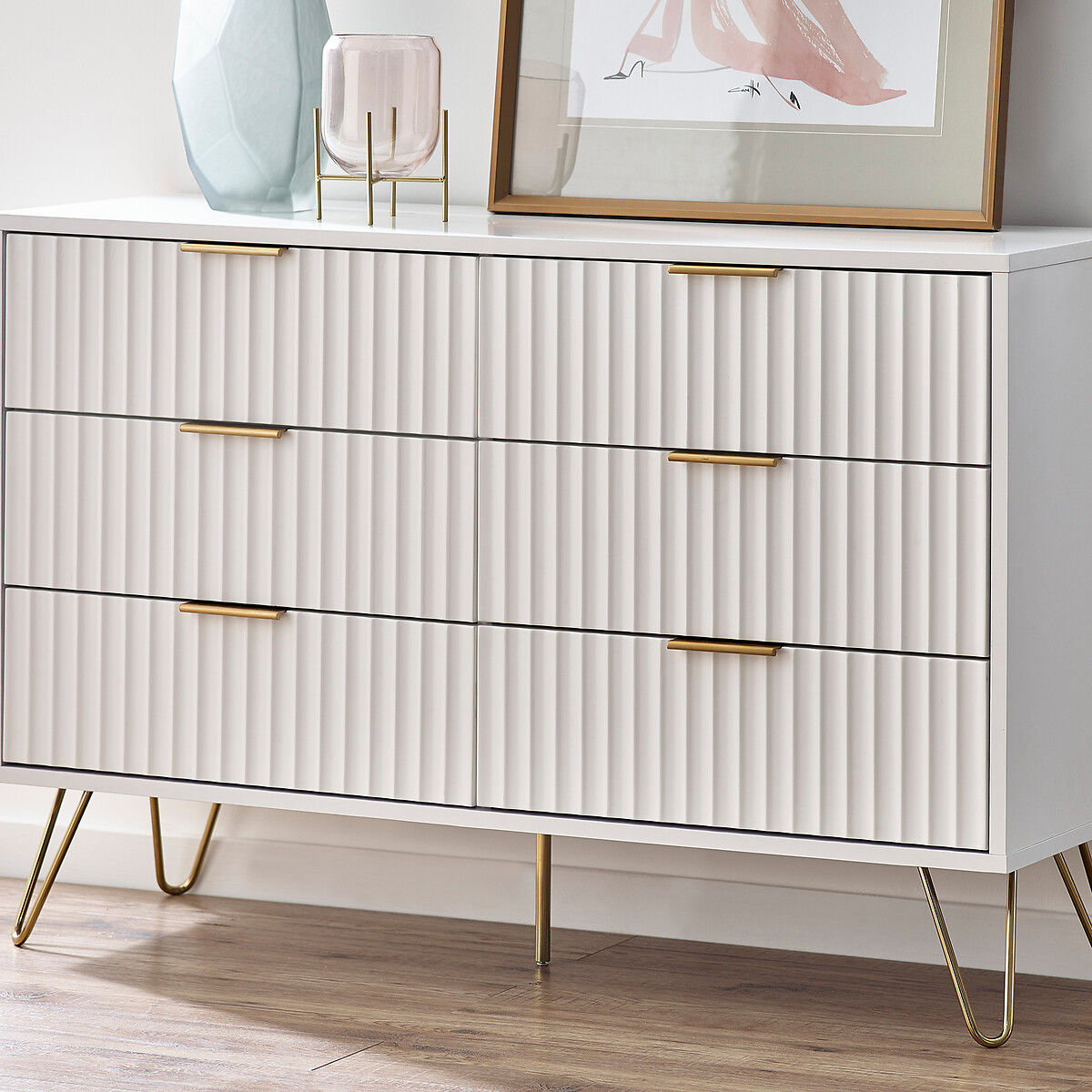 Ancona Sculptural Chest of 6 Drawers white, SO'HOME