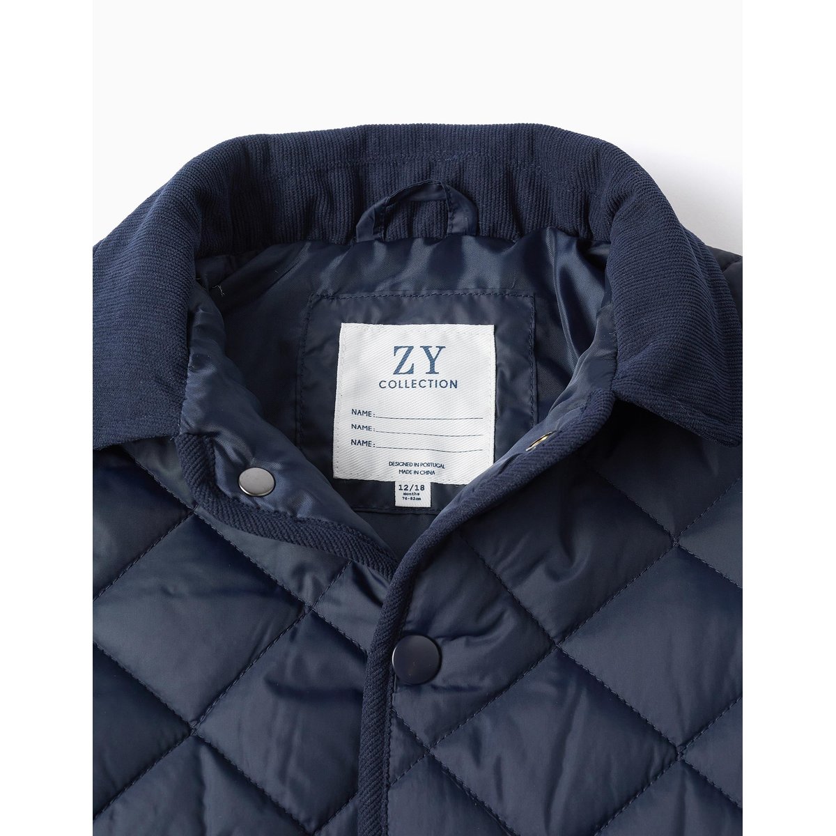 Veste matelassée avec capuche amovible bleu foncé, ZIPPY