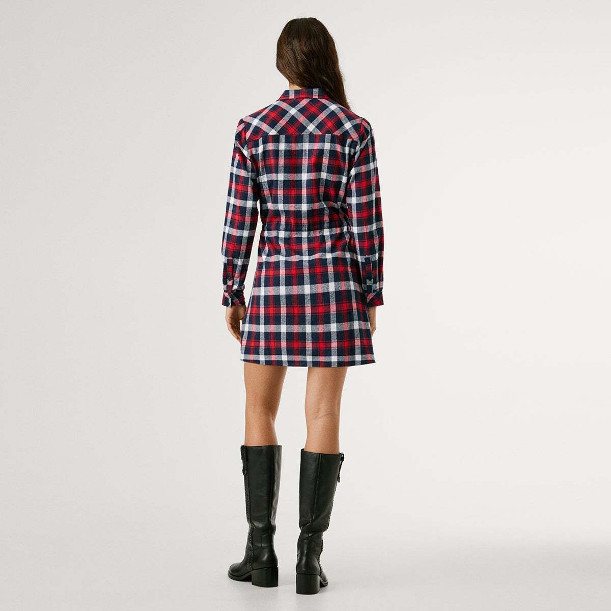 Robe Courte À Imprimé Carreaux rouge royal, PEPE JEANS