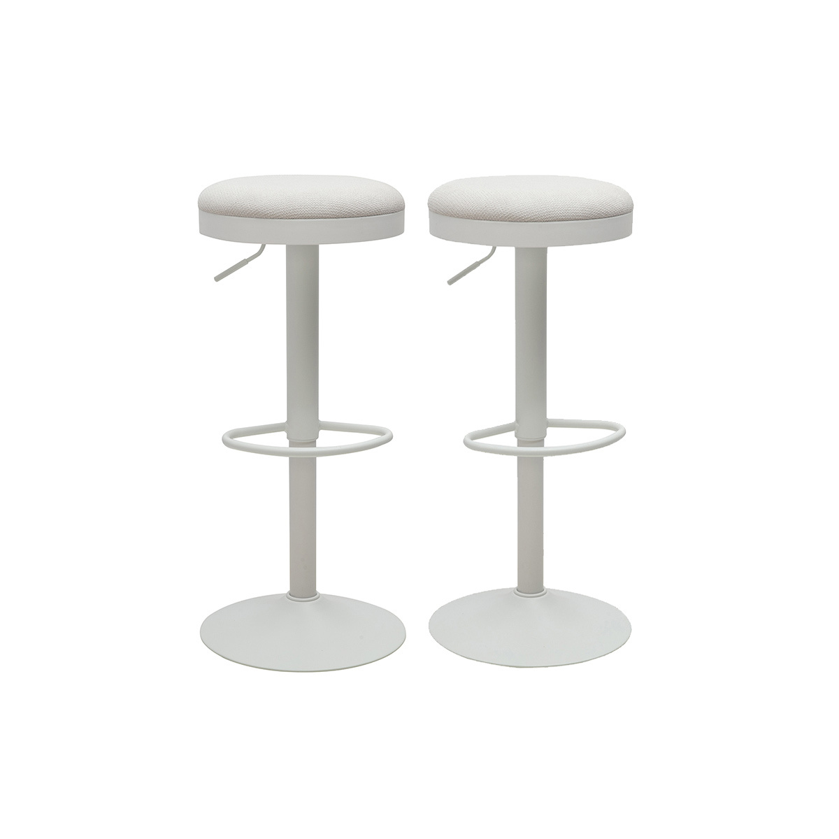 Tabourets de bar réglables en tissu chenille terre brûlée et métal (lot de 2) THOR beige, MILIBOO