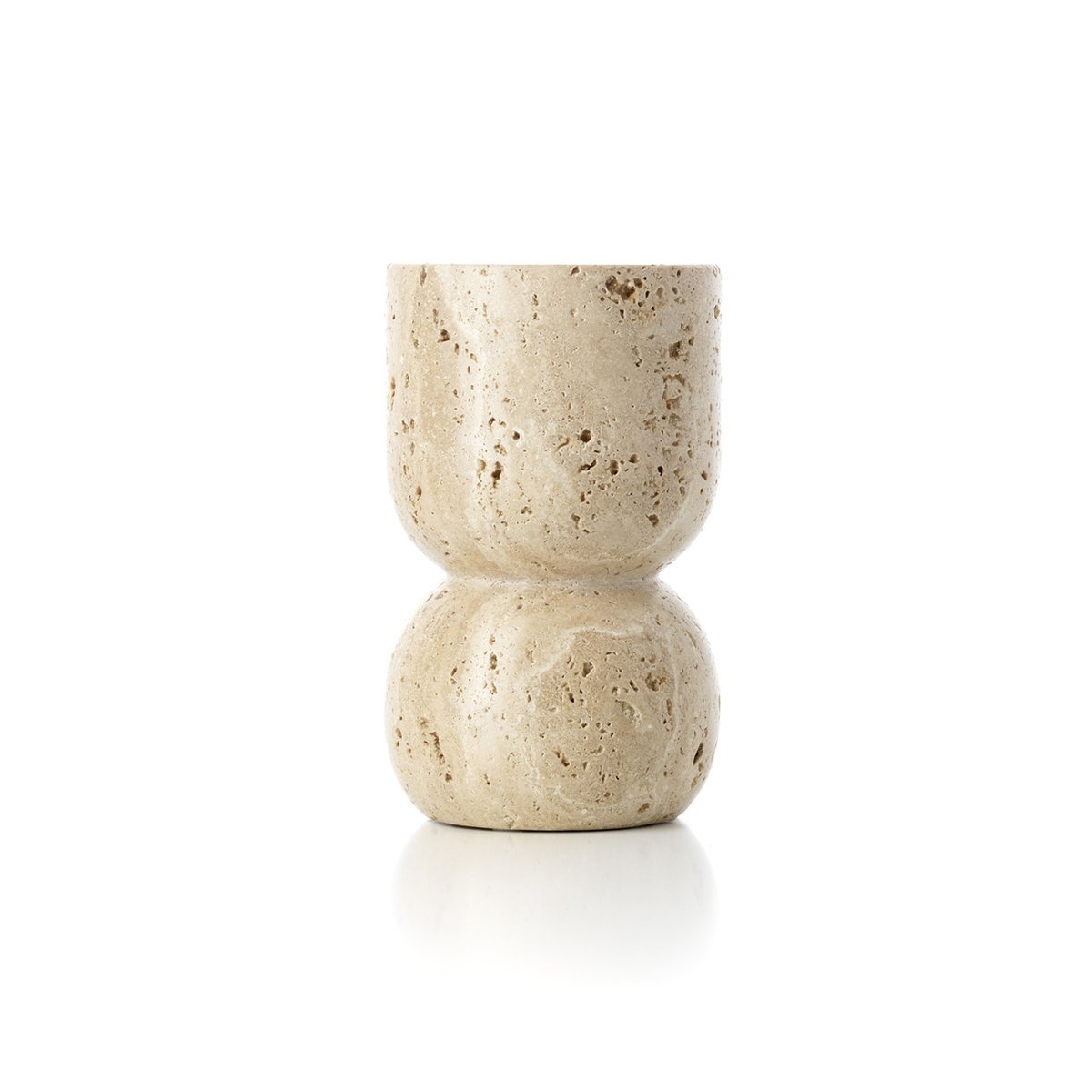 Bougeoir en travertin TRAVERTINE VESSEL beige, BAZAR BIZAR