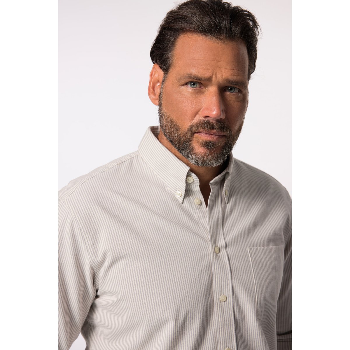 Chemise à rayures, manches longues blanc cassé, JP1880