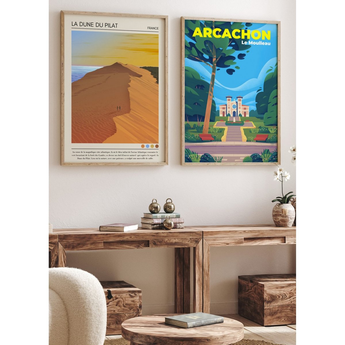 Affiche La Dune du Pilat Vintage blanc, L'AFFICHERIE