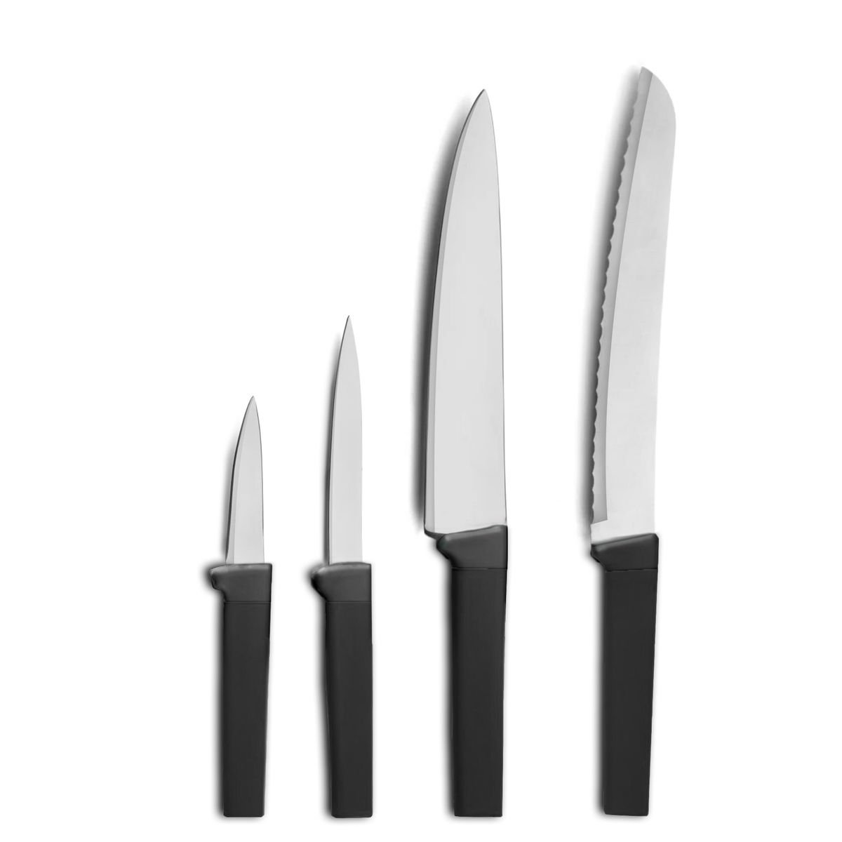 Lot de 4 couteaux de cuisine KITCHEN noir, UTILITY