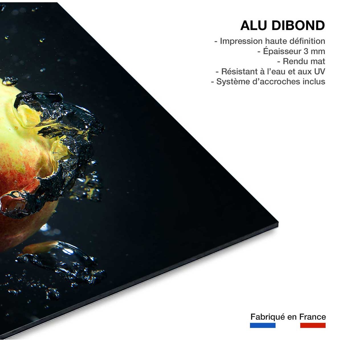 Tableau pommes et gouttes d'eau tableau alu dibond, HEXOA