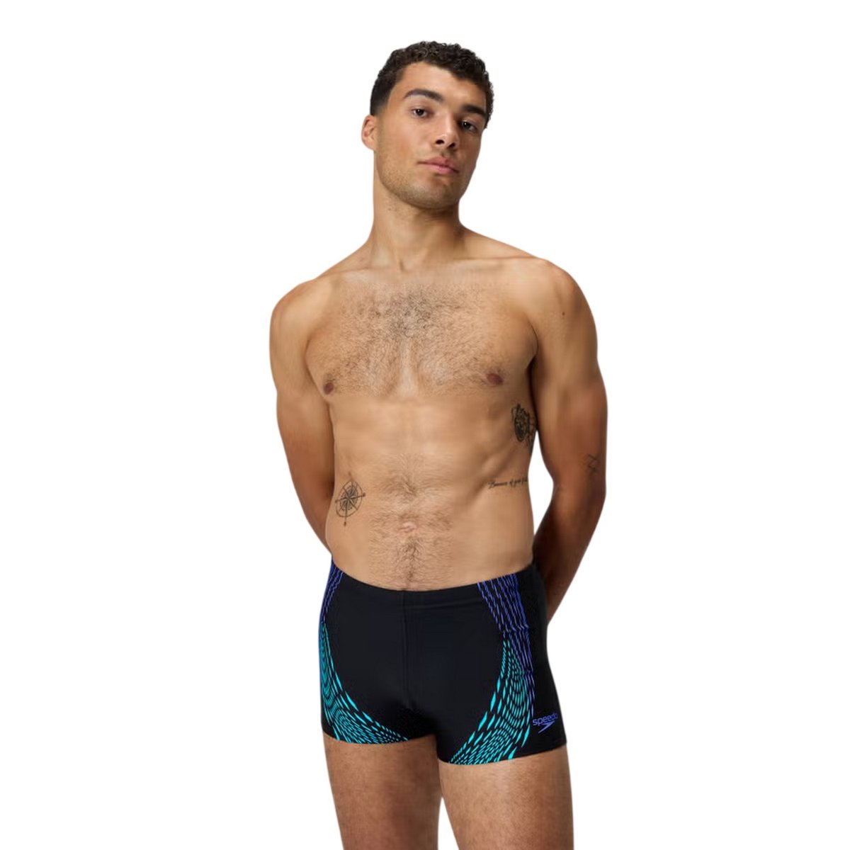 Short de bain motif/style imprimé graphique noir / bleu imprimé graphique, SPEEDO
